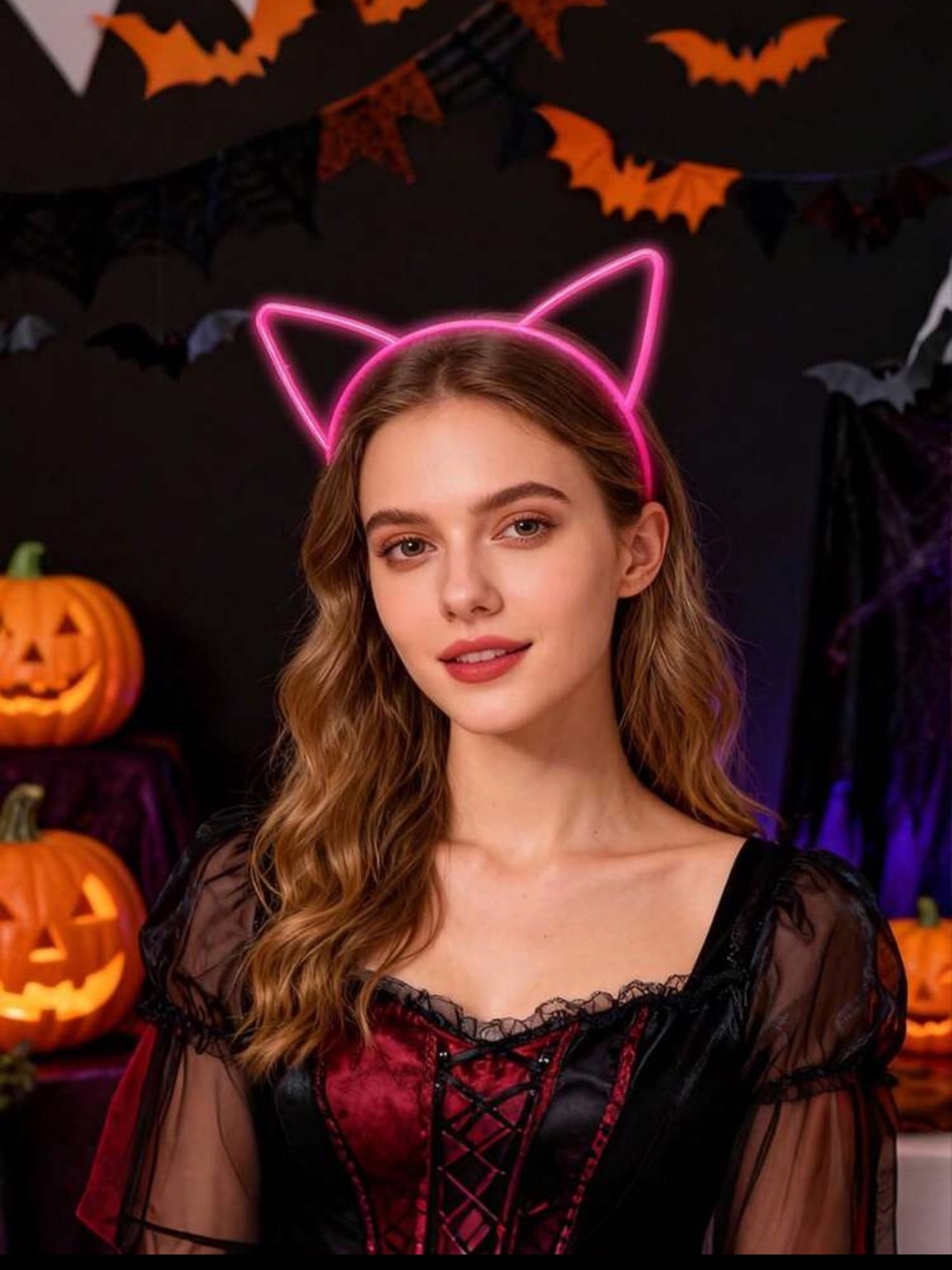 LED Cat Ear Headband - Neon Light Party Accessory